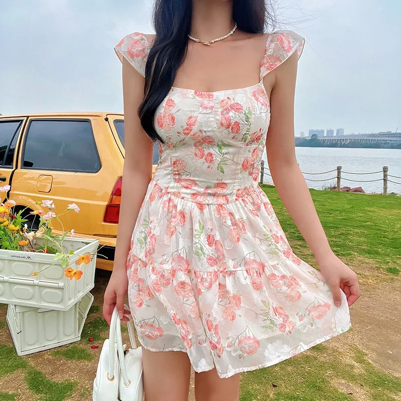 

2022 Pure Desire Floral Chiffon Spring Dresses Wholesale Women'S Summer Short Beach Casual Dress, Provide color swatches