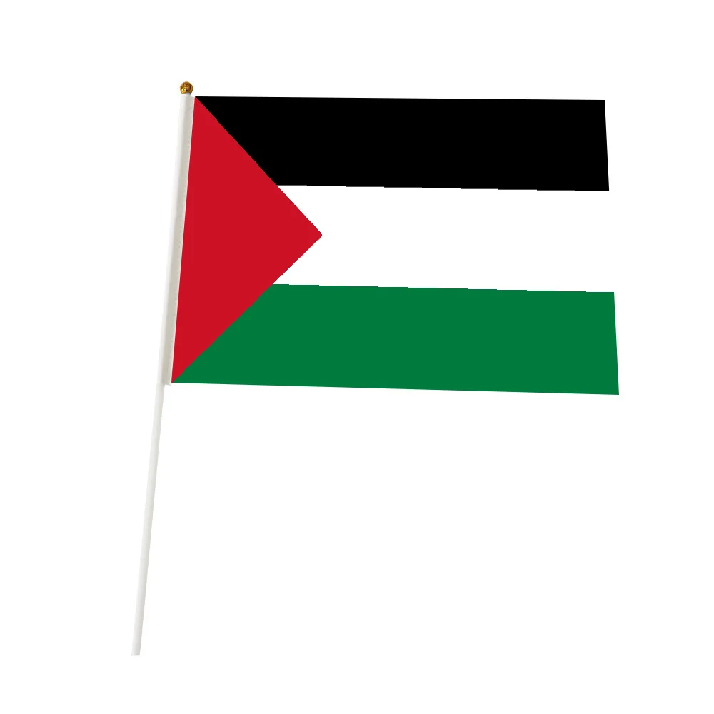 

High Quality Custom Manufacture Cheap Mini National Country Polyester Palestine Waving Hand Flag With Pole