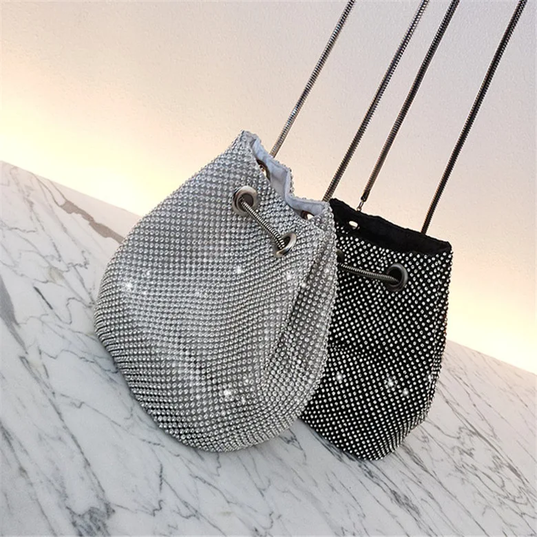

Luxury Diamond Hot Sale Fashion Crystal Purses Bag Evening Ladies Handbags, Silver