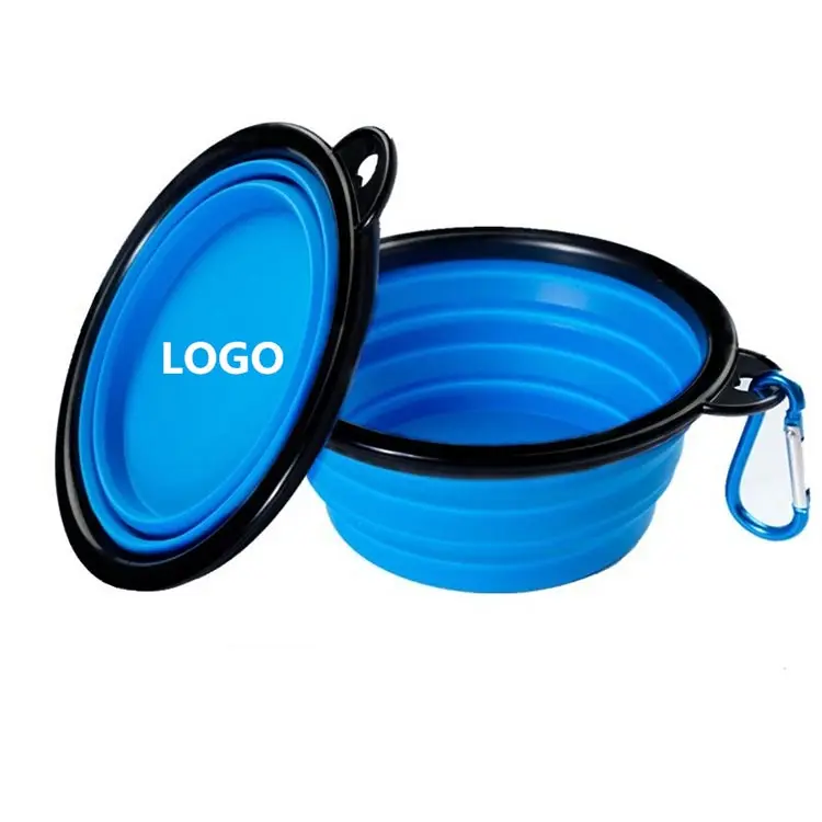 

Amazon Hot sale Water Folding Portable Travel Foldable Silicone Collapsible Food Pet Dog Bowl for Dog, Customized color