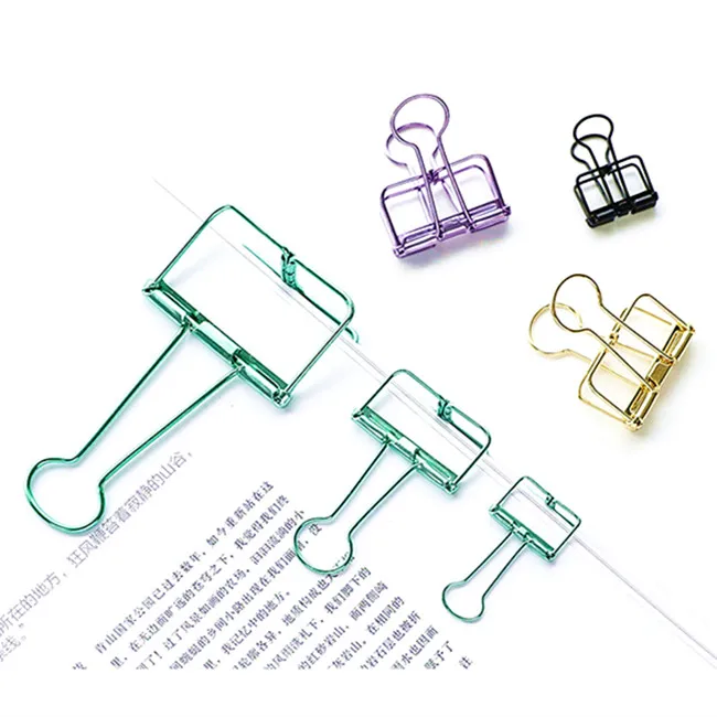 
Colorful Hollow Metal Paper Clip Phone Holder USB Cable Clip Binder Clip 