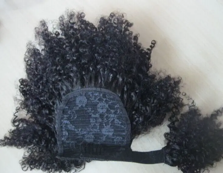 

4c afro human hair ponytail extension wraps coily kinky curly natural drawstring pony tail hairpiece 120g