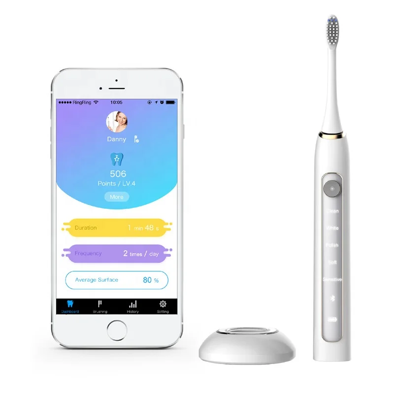 
ShenZhen Factory IPX7 Waterproof recharger electronic sonic toothbrush With APP ISO & Android 