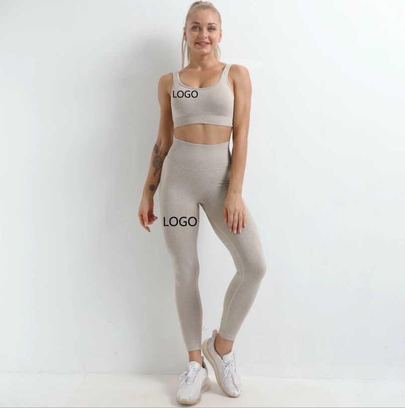 

Stylish Exercise Yoga Suit Back Suit Sportswear Running Hip Lifting Seamless Quick Drying Fitness Bra Set, As picture