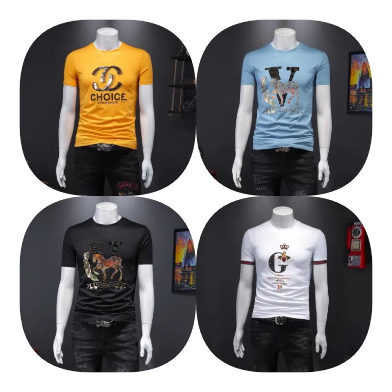 

Hot new fashion men's t-shirts The most popular men's short-sleeved top High-quality slimming t-shirts, Cotton