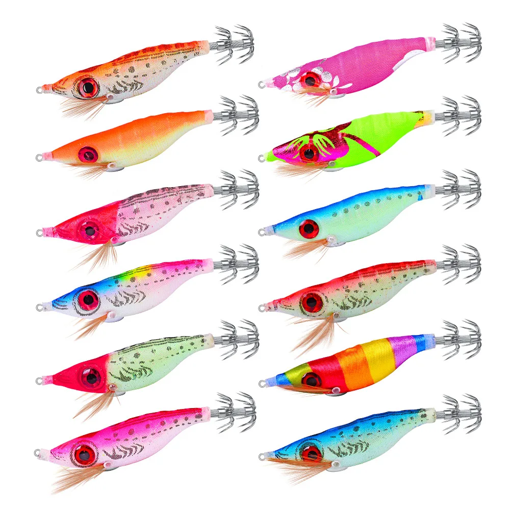 

2.5# Squid Jig 10cm 8.5g noctilucent shrimp yamashita fishing lures, 12 color