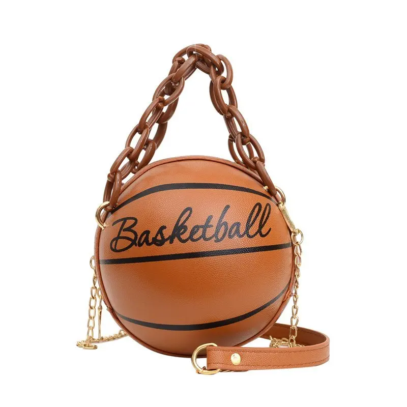 

Personality Basketball Purses For Teenagers Women Shoulder Bags Crossbody Chain Hand Bags Female Leather Pink Bag Small Totes, Black,white,brown,pink