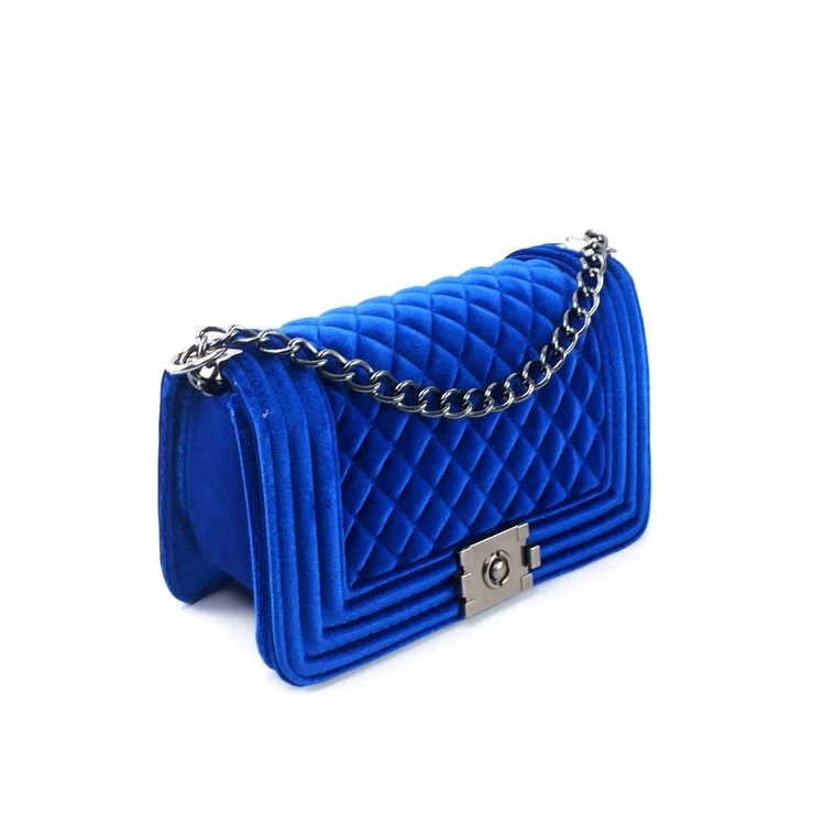 

2020 wholesale velvet handbags solid colors jelly purse silicone/PVC shoulder handbag for woman ready to ship