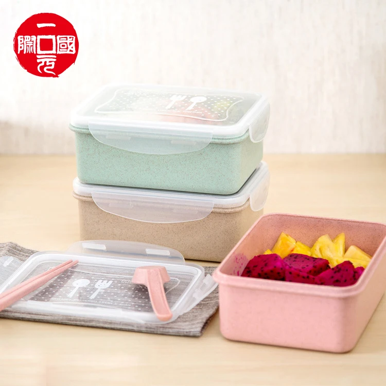 

Wheat straw Japanese creative lunch box student lunch box adult sealed insulated box rectangle