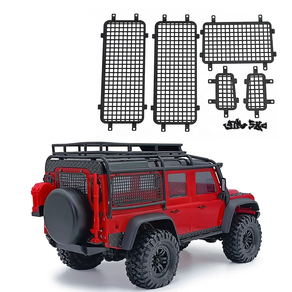 

5pcs/Set Metal Stereo Window Mesh Side Rear Window Mesh for 1/18 RC Crawler TRX4M Defender Upgrade Parts Accessories
