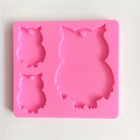 

DIY Shiny Mother owl and baby keychains epoxy resin molds Owl family Silicone Mould