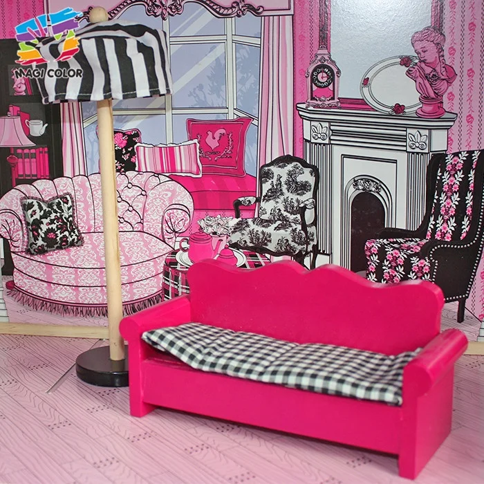 
Ready To Ship pink wooden simulation baby doll house with low price W06A101 