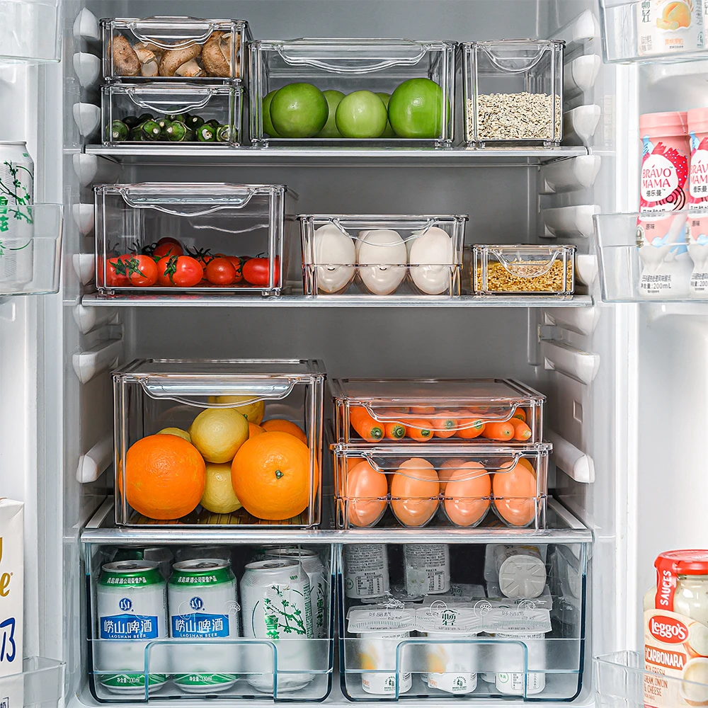 

Home kitchen refrigerator clear plastic food storage box, Can be customized