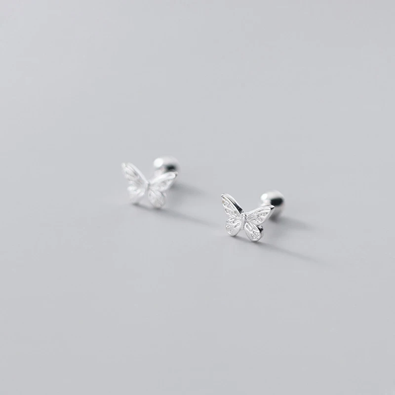 

Fashion Lovely Cute 925 Sterling Silver Butterfly Ball Stud Earrings For Women Student Jewelry Accessories