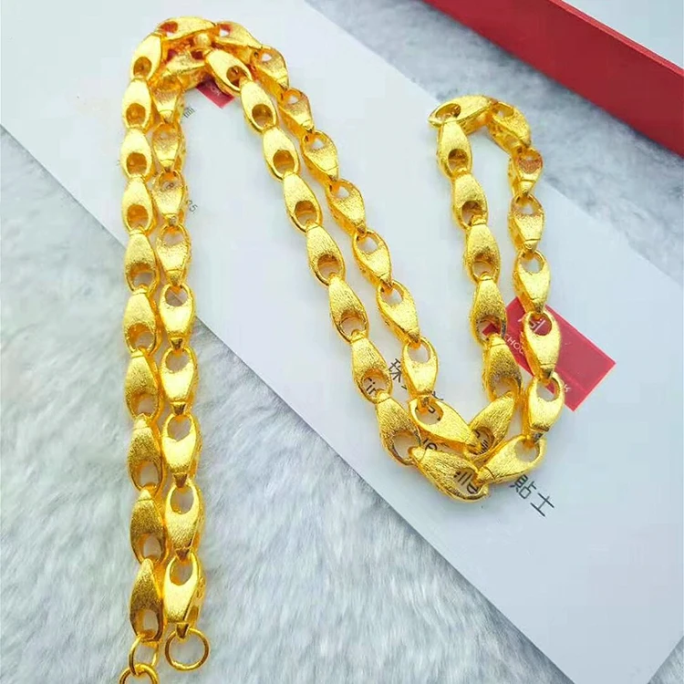 

Gold Brushed Money Necklace Brass Plated Gold Necklace Vacuum Plating Ladies Jewelry