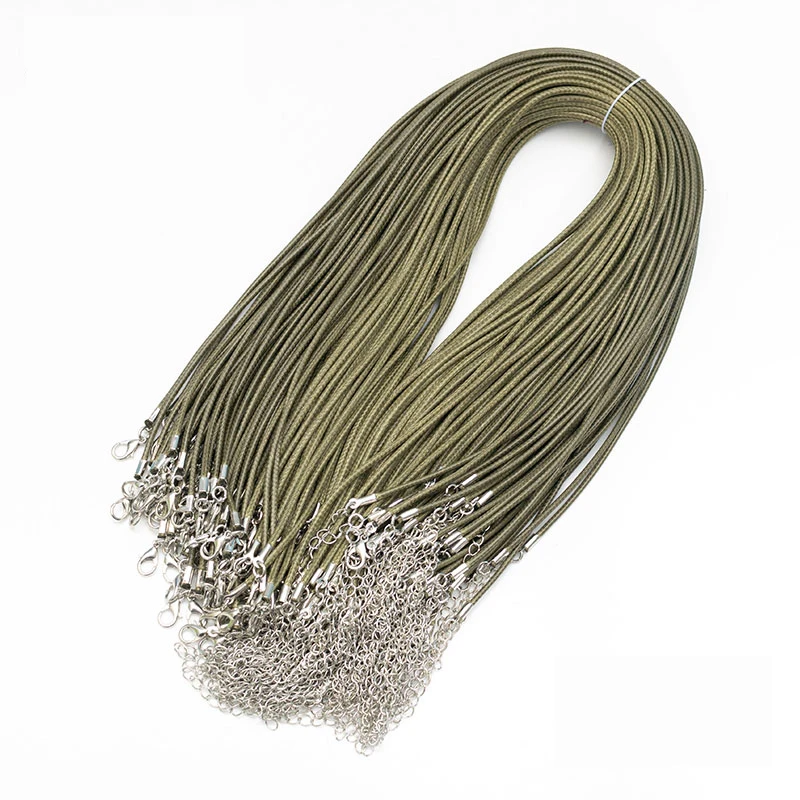 

Diameter 1.5mm Wax Leather Cord Necklace With Clasp Adjustable Braided Rope For Jewelry Making DIY Necklace Bracelet, Many color