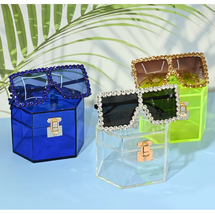 

2021 New fashion Matching Shades Sunglasses Set Women handbags chain Luxury Shoulder Bags Acrylic Jelly Bag Purse Set, Black,white,blue,red,brown etc.