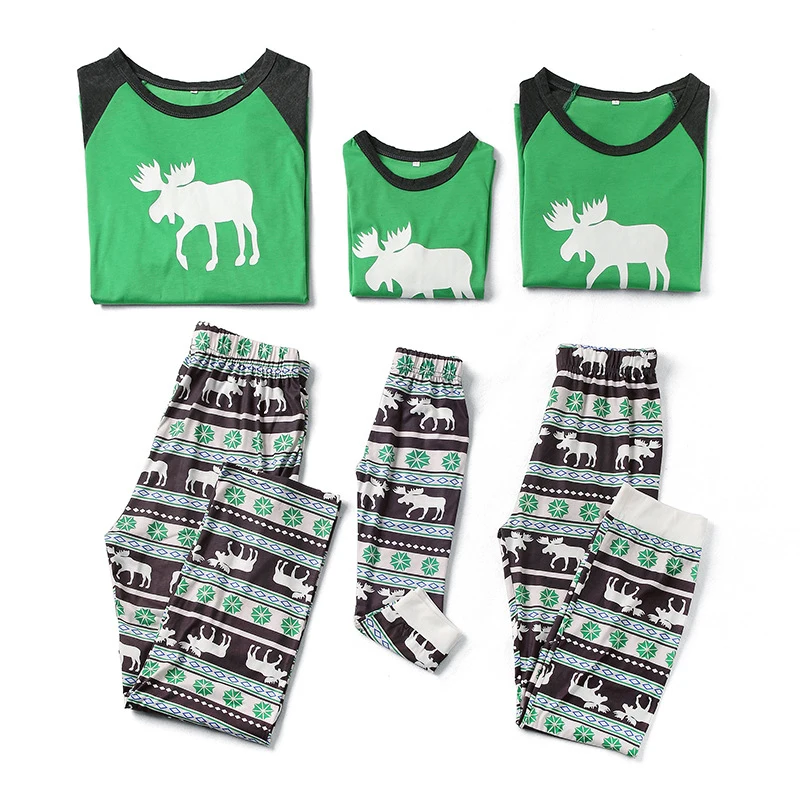 

2021 New Christmas Family Parent-child Home Sets Sleepwear Family Nightwear Christmas Pajamas Elk Printed Pijamas