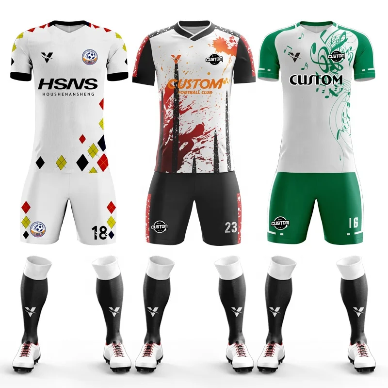 

Wholesale Custom Sublimation Adults Soccer Uniform Cheap Quick Dry Soccer Jerseys Breathable Football Jersey Sets For Men L303