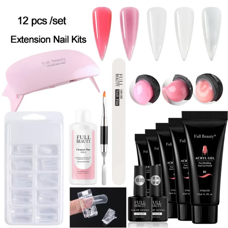 

Acrylic gel 6 colors 15g poly gel Extension Nails Acrylic Poly gel Kit with Uv lamp, Picture shows