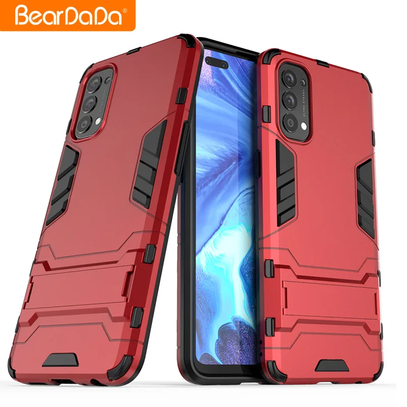 

Thin Shockproof Slide Camera Lens Protection Phone Case For OPPO RENO 4 4G with Convenient Kickstand