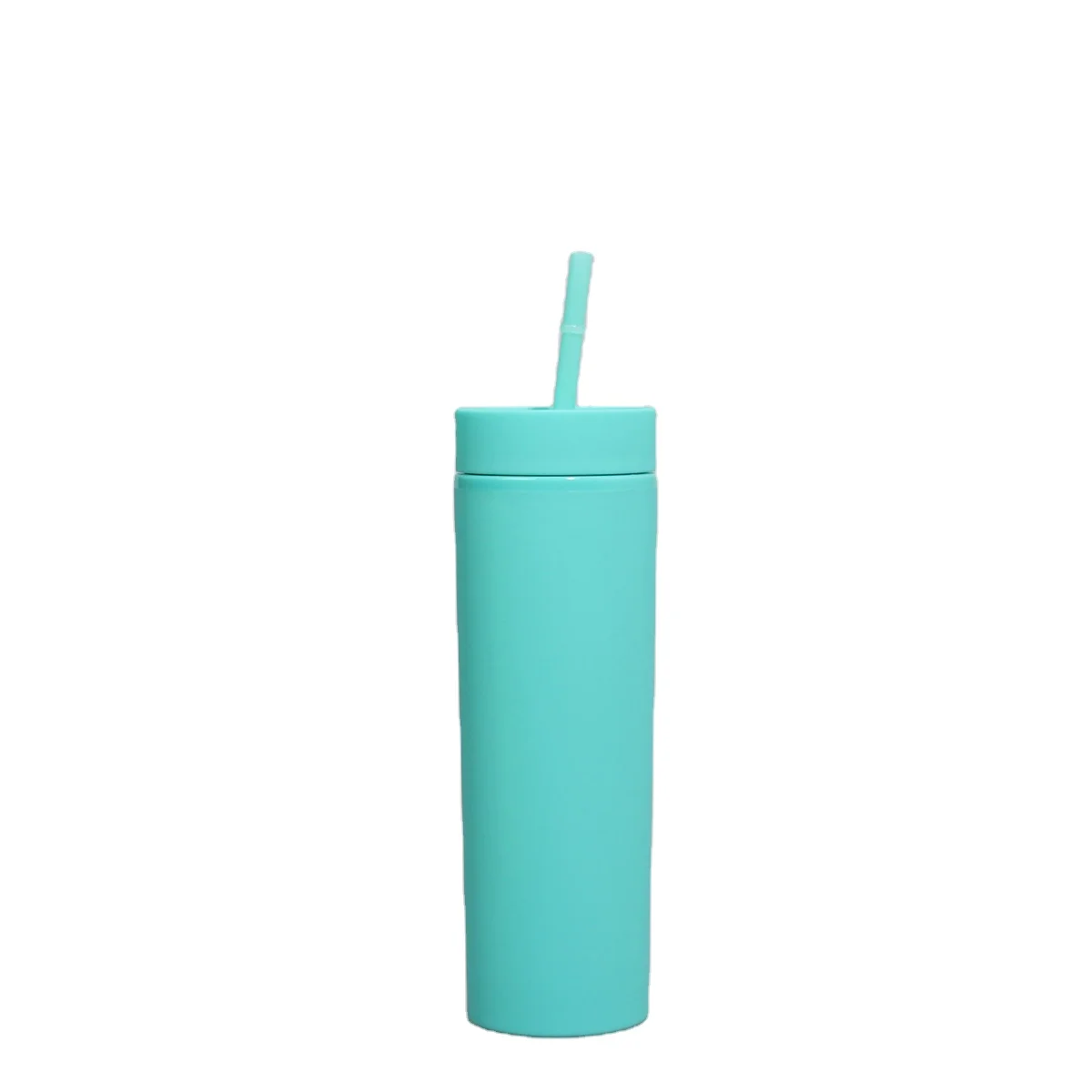

Ready to ship 16OZ double wall skinny matte pastel color acrylic tumbler with lid and straws Reusable Cup With Straw, Customized color