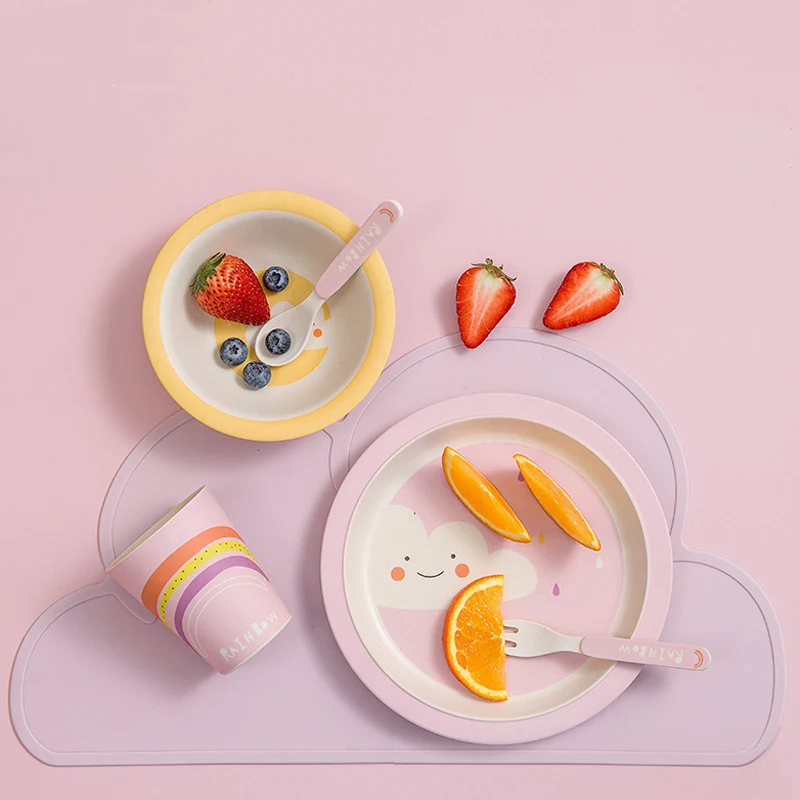 

Eco-friendly Bamboo Fiber Kids Tableware Children Cartoon Dinnerware Set child tablewar