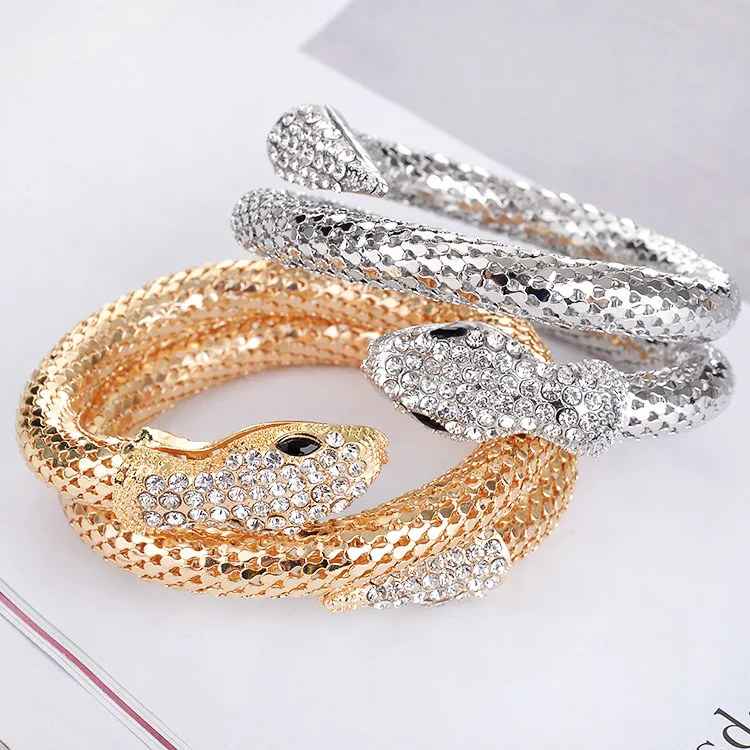 

crystal women Bracelet Bangle Snake Jewelry Vintage Punk Charms Diamonds Bracelets