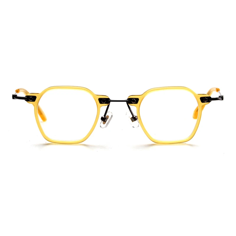 

2020 Italian Design Ready Goods Unisex Vintage Acetate Optical Hexagon Frames Eyeglasses Reading Glasses with Soft Metal Legs, 5 colors