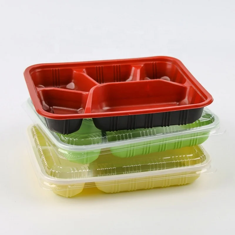 

Rectangular disposable food packaging containers single compartments plastic lunch box with lids, Meal box:reddish black;lid:clear