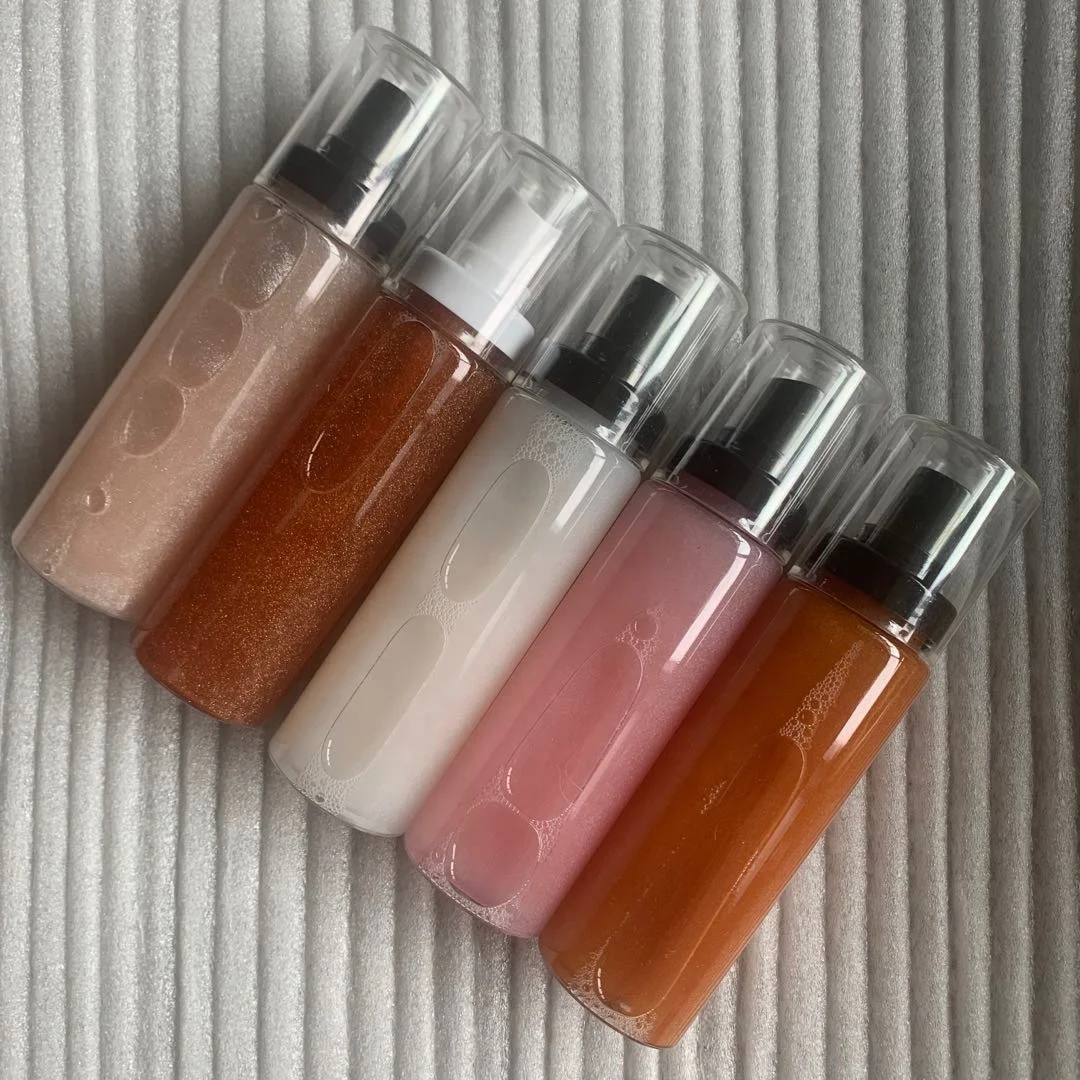 

5 Colors no brand wholesale makeup body shimmer glitter highlighter spray