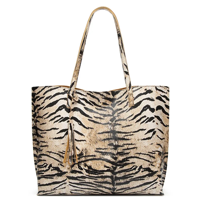 

Large capacity fringe shoulder bag fashion leopard print handbag