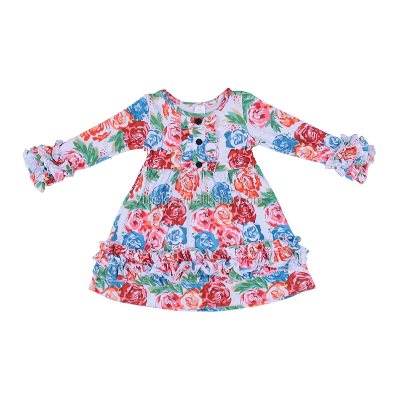 

Children's Fall Boutique Clothes Ruffle Floral Girls' Dresses Flower Girl Dresses, Picture