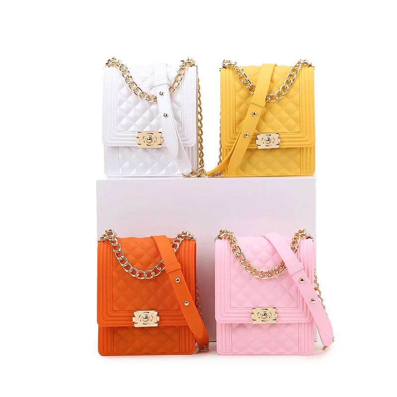 

Wholesale 2021 Hot Selling Jelly Purse Bags Matte Colors PVC Plaid Small Candy Bag Ins Chic Girl Children Purse Bag, Colorful or custom