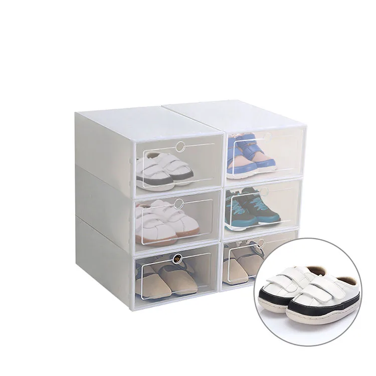 

6pcs/set Top Quality PP Folding Collapsible Plastic Shoe Storage Box, White/light green/sky blue/pink