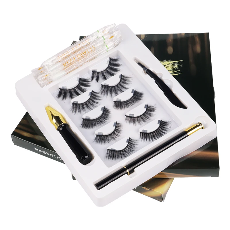 

2021 Newest Invisible Magnetic eyelashes magnet eyeliner magnetic eyelashes applicator set, Natural black