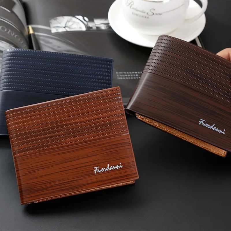 

Wholesale best selling 2018 new fuerdanni short style PU leather men's wallets,coin purses for man, As picture shows