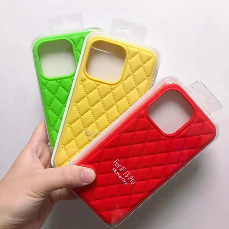 

Hot Luxury Liquid Silicone Case For iPhone 13 Pro Max Rhombus Soft Funda For iPhone 13 12 11 XS Max Silicon Protective Case, Mix