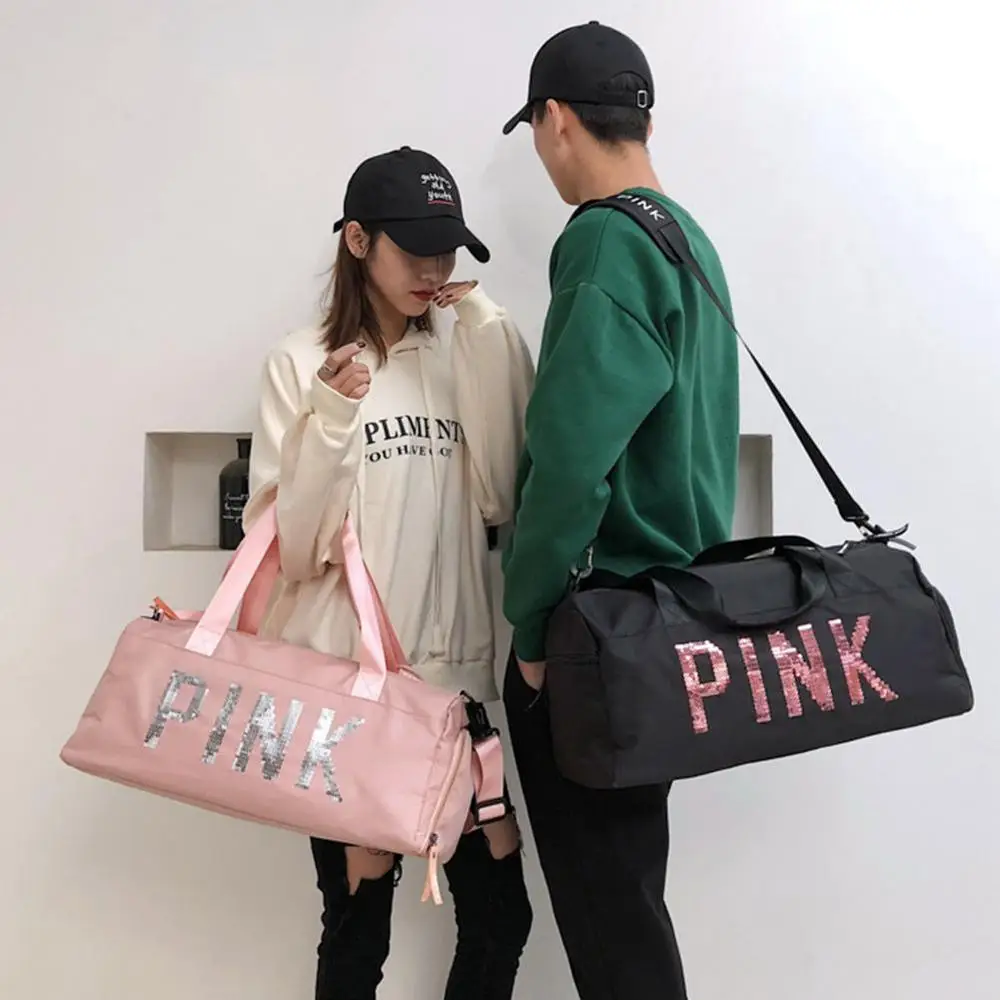 
Custom Lightweight Waterproof Gym Large Capacity Sport Bag Outdoor Travel Pink duffle Bag With Shoe Compartment 