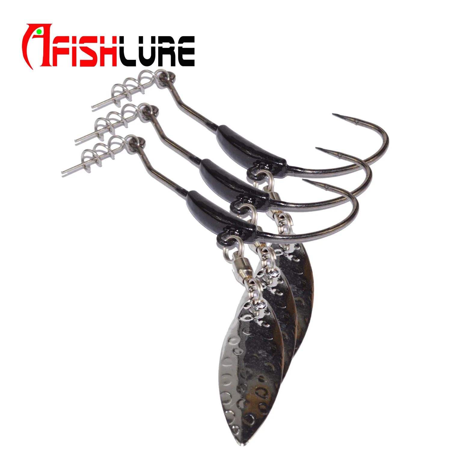 

Crank Hook with Lead and Spoon Sequins 2g 3g 4g 5g 7g 9g 3pcs AH01 Fishing Hooks Lead Crank Hooks for Soft Lure, Black