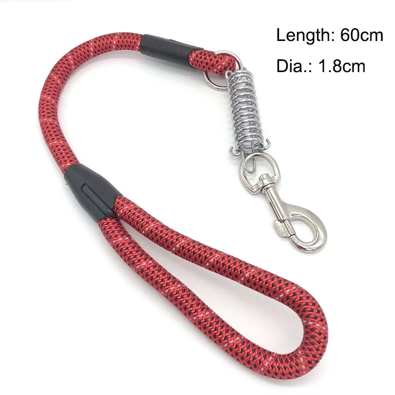 

Reflective Dia. 1.8cm Length 60cm Nylon Dog Leash Super Strong Dog Collar For Medium Large Dogs with Spring Anti Pull Leash, Randomly sent