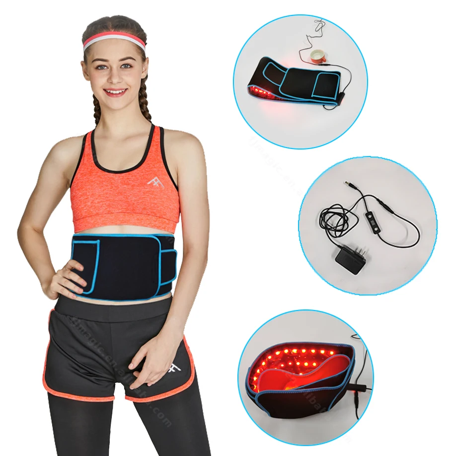 

2021 hot sale 660nm 850nm mixed Red Infrared light therapy belt, body wrap fat lose red therapy panel, Black