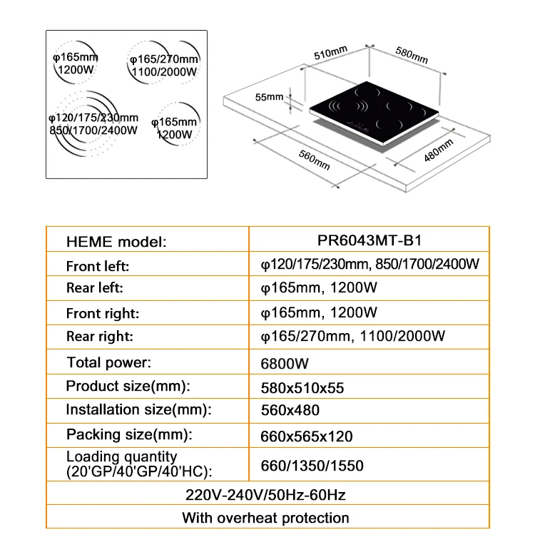 Cooking Appliances Built In Ceramic Hob With Ce And Cb Certification