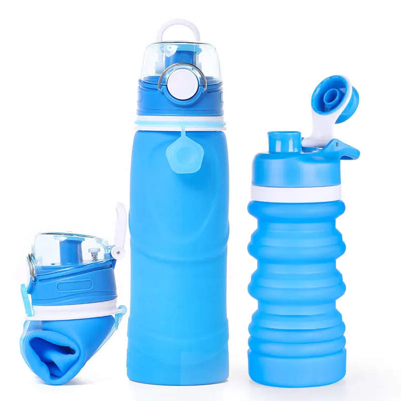 

Eco No Minimum Motivational Folding BPA Free Food Grade Silicone Foldable Collapsible Water Bottle With Logo