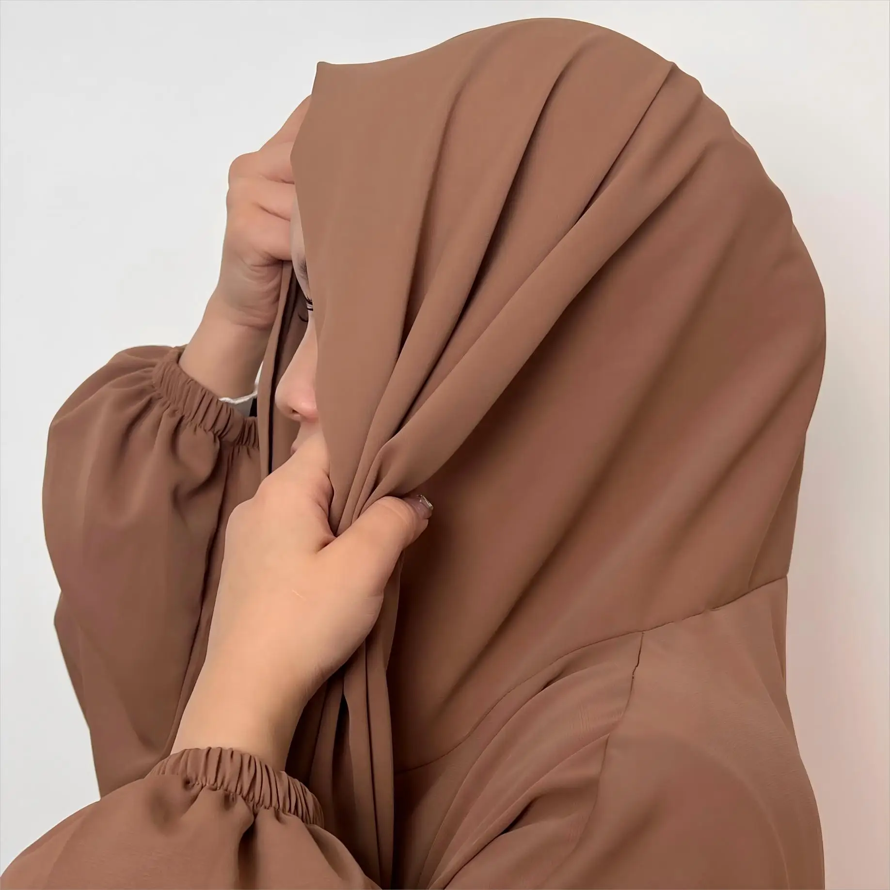 LM003 Hooded Abaya Hijab Attached With Pockets Muslim Jilbab Prayer Dress 1 Piece Jabab Prayer Dress Modest