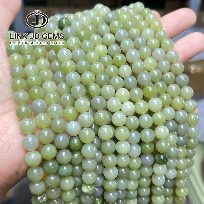 

JD Wholesale 8mm 10mm Energy Healing Power Stone Beads Natural Green Jade Beads Loose Spacer Beads For Jewelry Making