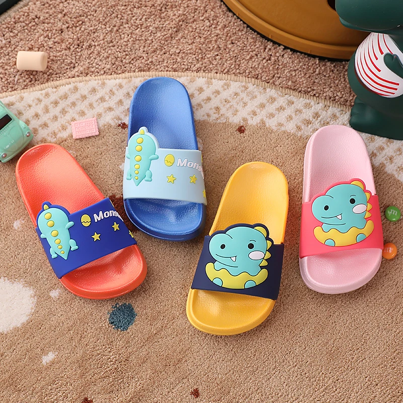 

Kids Cartoon Slippers Boys Summer Sandals Non-Slip Flat Beach Shoes Slipper Girls Bathroom Flip Flop children slipper, Blue,yellow,orange, pink