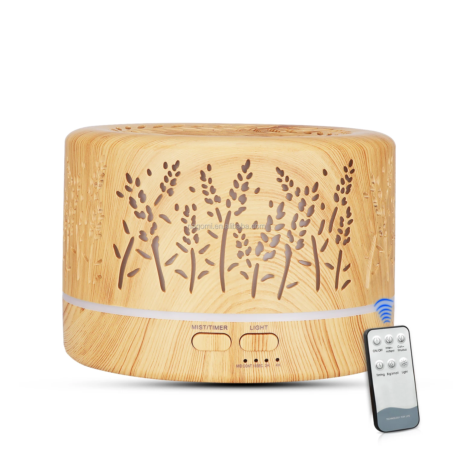 Hot Sale Gift 700ml Remote Control Wheat Ear Pattern Bamboo Art Hollow Ultrasonic humidifier aroma diffuser Led Light