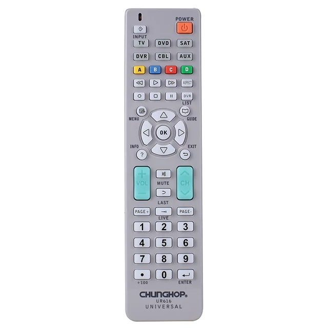 

Chunghop 6 in 1 UR616 SAT DVD DVR TV Universal infrared Remote Control