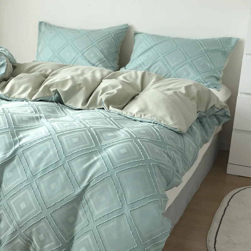 Amytong 100% Cotton Comforter Bedding Set Geometric Fitted New Cut Flower Design Cross-Border Supply for Home Wedding Use